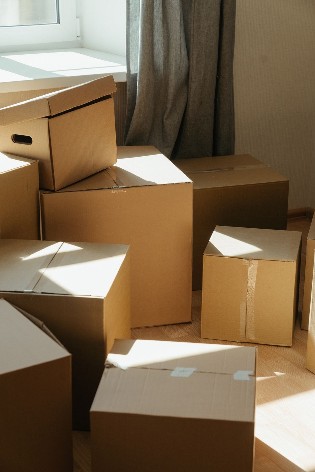 Stacked cardboard boxes ready for shipping